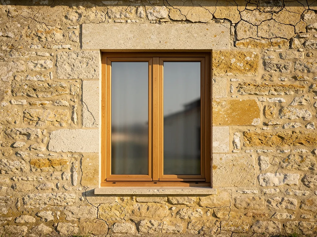 Fenêtre en bois à double vitrage posée dans une maison ancienne